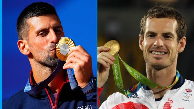 Novak Djokovic and Andy Murray with their Olympic medals