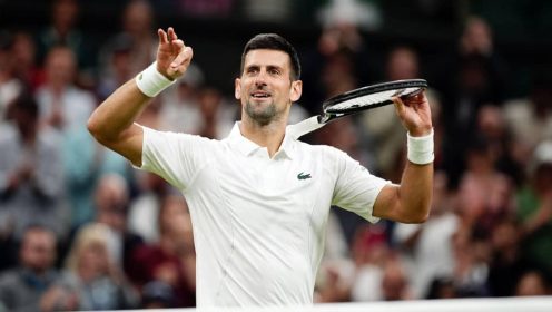 Novak Djokovic celebrates his victory at Wimbledon