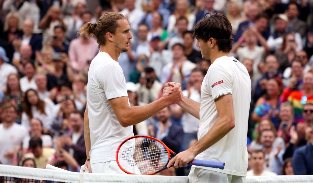 Alexander Zverev and Taylor Fritz after their epic Wimbledon battle