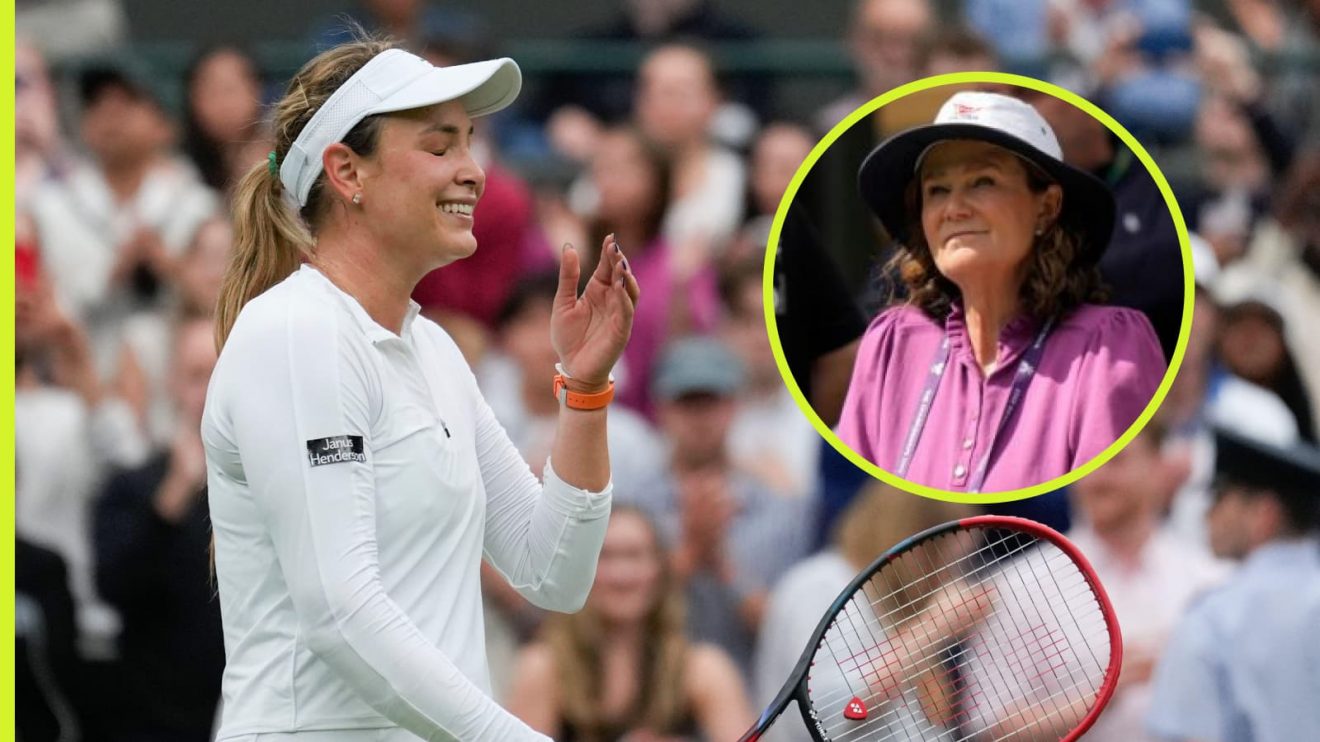 Donna Vekic celebrates her Wimbledon quarter-final win