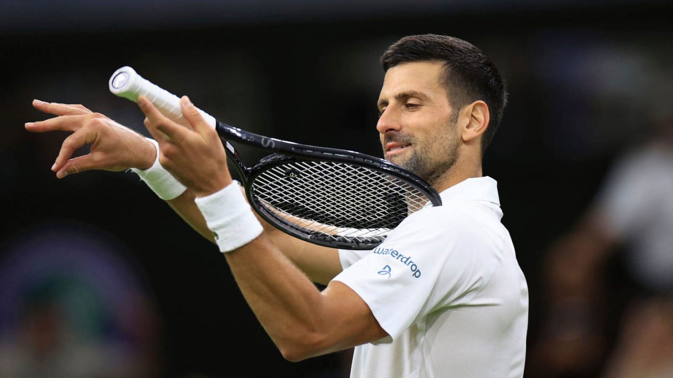 Novak Djokovic celebrates after winning