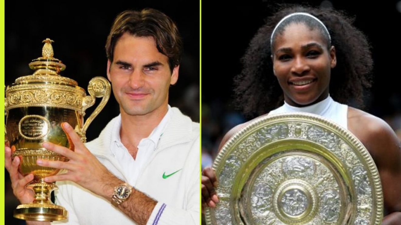 Roger Federer and Serena Williams with Wimbledon titles