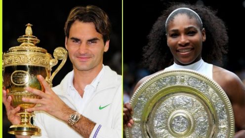 Roger Federer and Serena Williams with Wimbledon titles