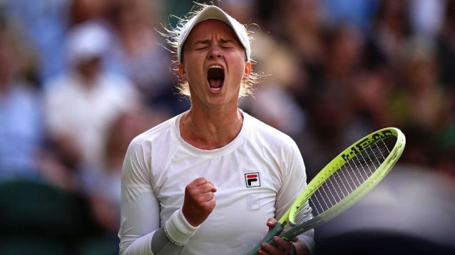 An ecstatic Barbora Krejcikova celebrates