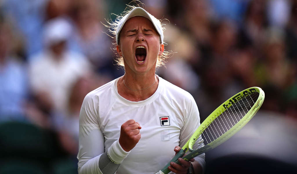 An ecstatic Barbora Krejcikova celebrates