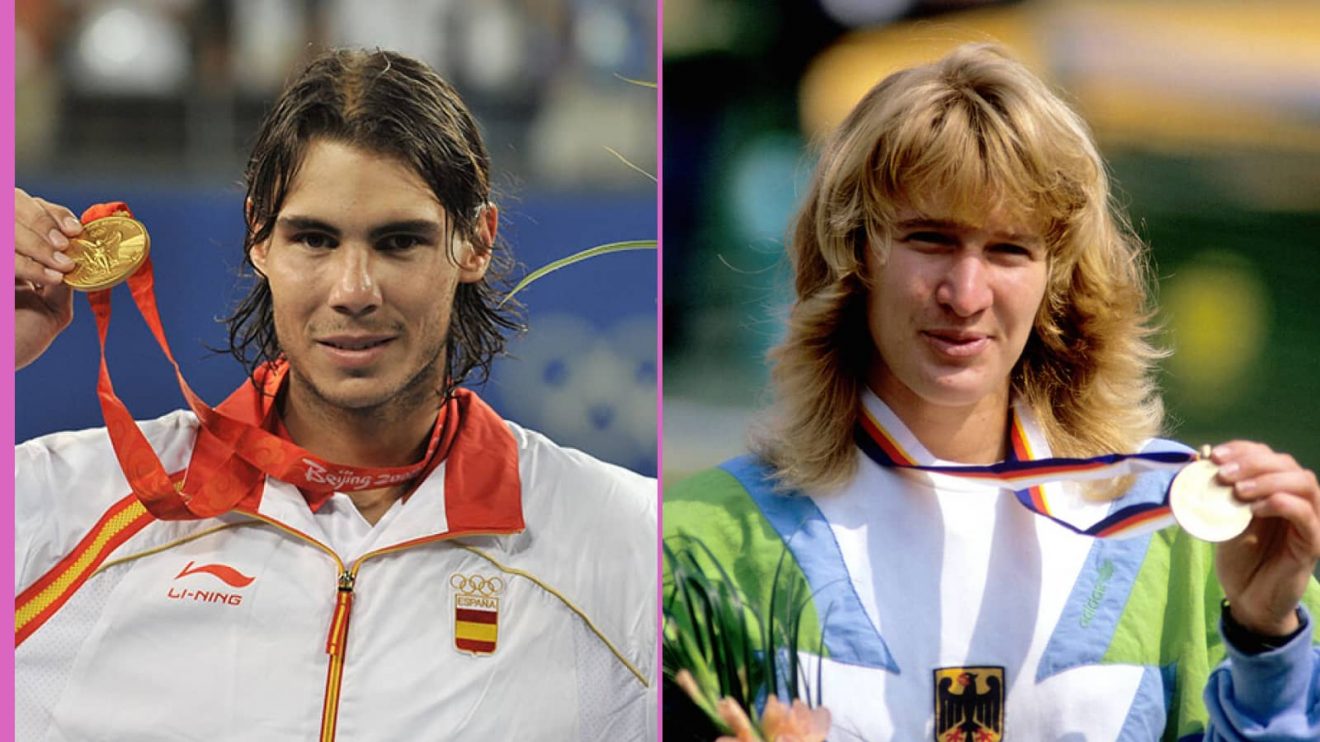 Rafael Nadal and Steffi Graf with their Olympic gold medals