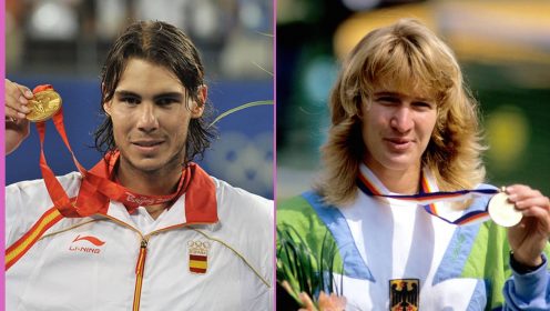 Rafael Nadal and Steffi Graf with their Olympic gold medals