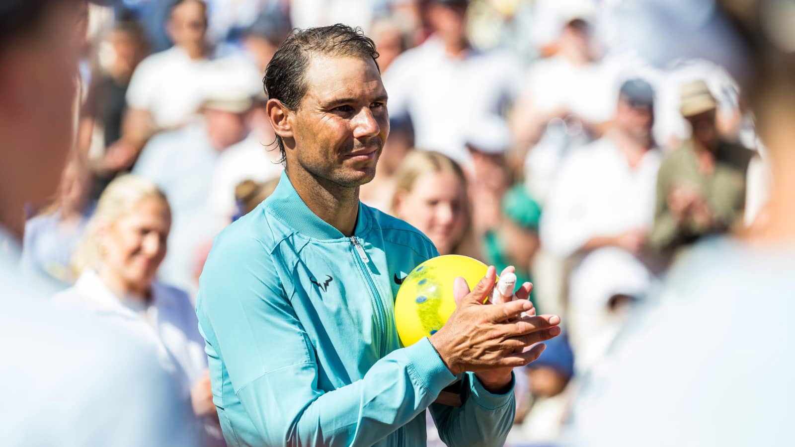 Rafael Nadal with the 2024 Swedish Open runner-up trophy