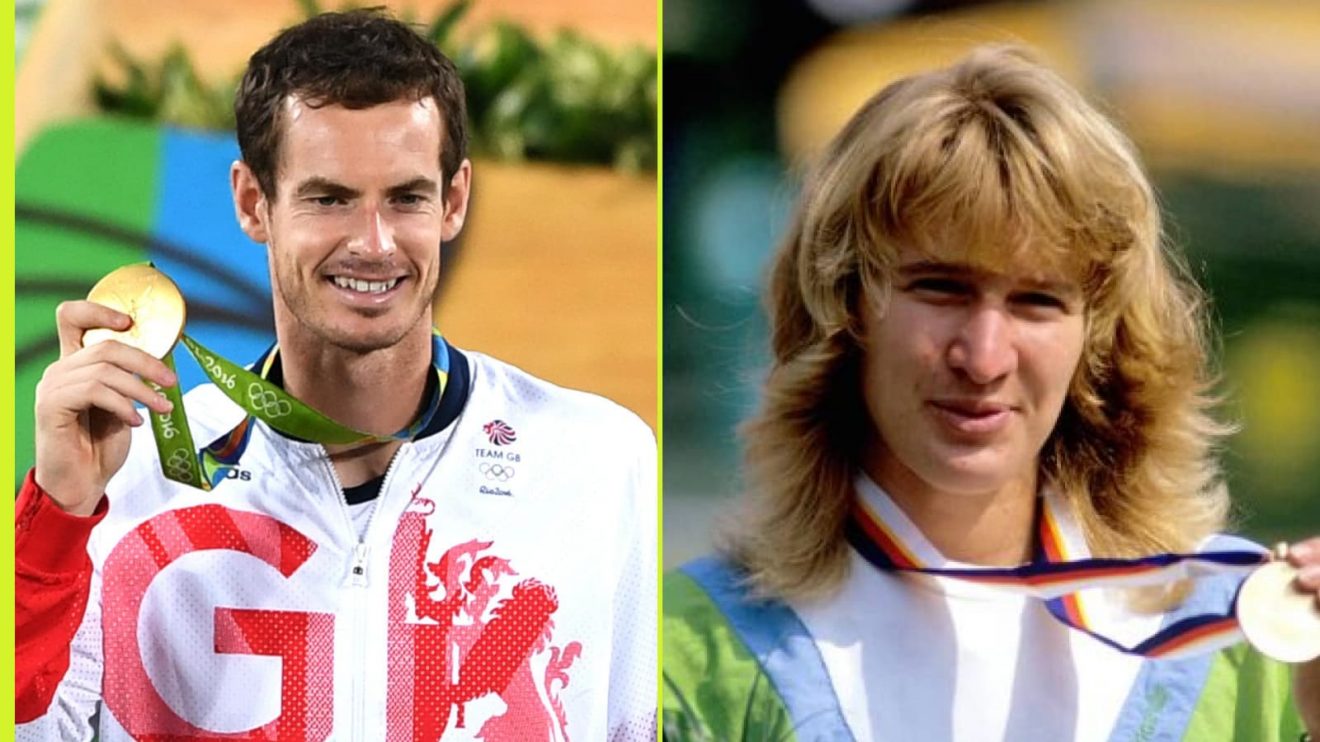 Andy Murray and Steffi Graf with their Olympic titles.