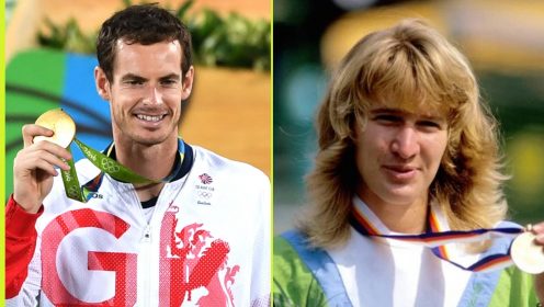 Andy Murray and Steffi Graf with their Olympic titles.