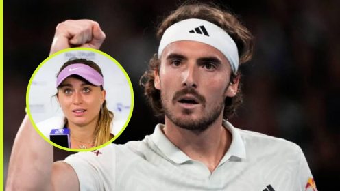 Pictured: Stefanos Tsitsipas and Paula Badosa