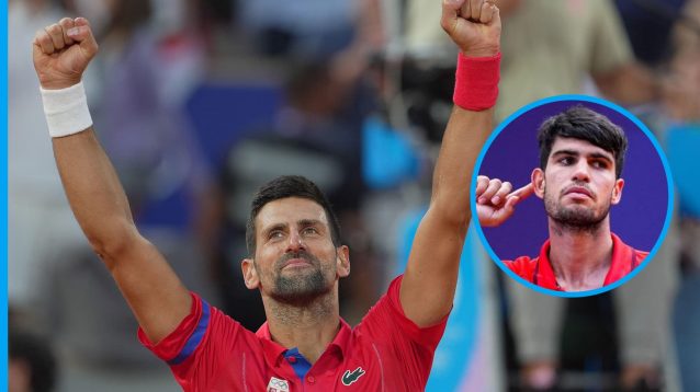 Novak Djokovic celebrates his Olympic semi-final win