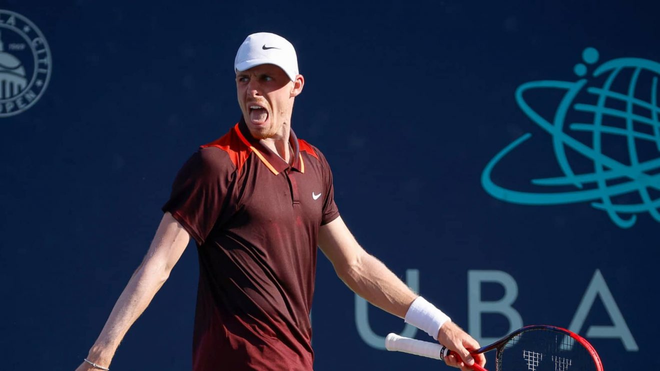 Denis Shapovalov reacts during his match with Ben Shelton in Washington