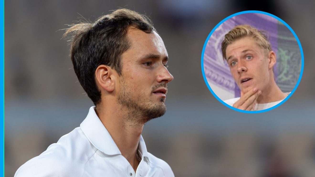(Pictured) Daniil Medvedev on court, with Denis Shapovalov inset