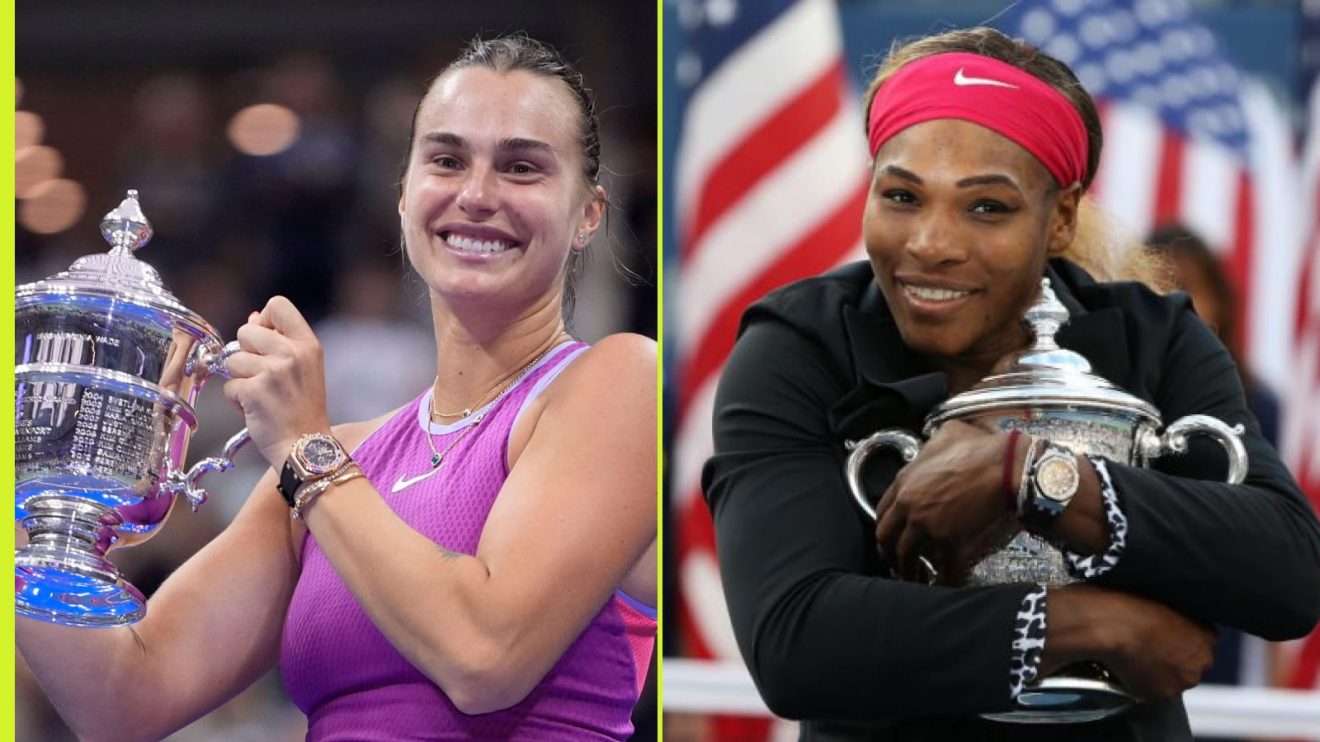 Pictured: Aryna Sabalenka at the US Open in 2024, Serena Williams at the US Open in 2014