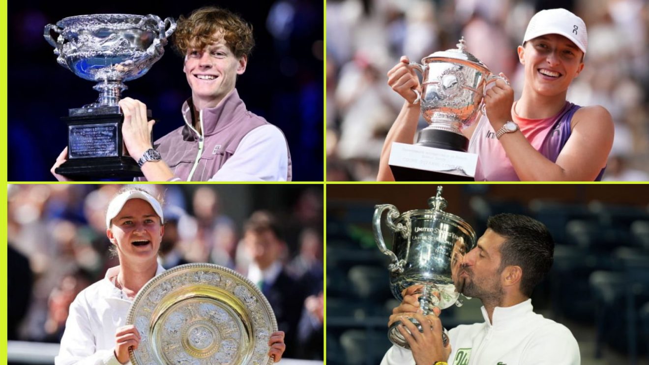 (Pictured) Jannik Sinner, Iga Swiatek, Barbora Krejcikova, Novak Djokovic