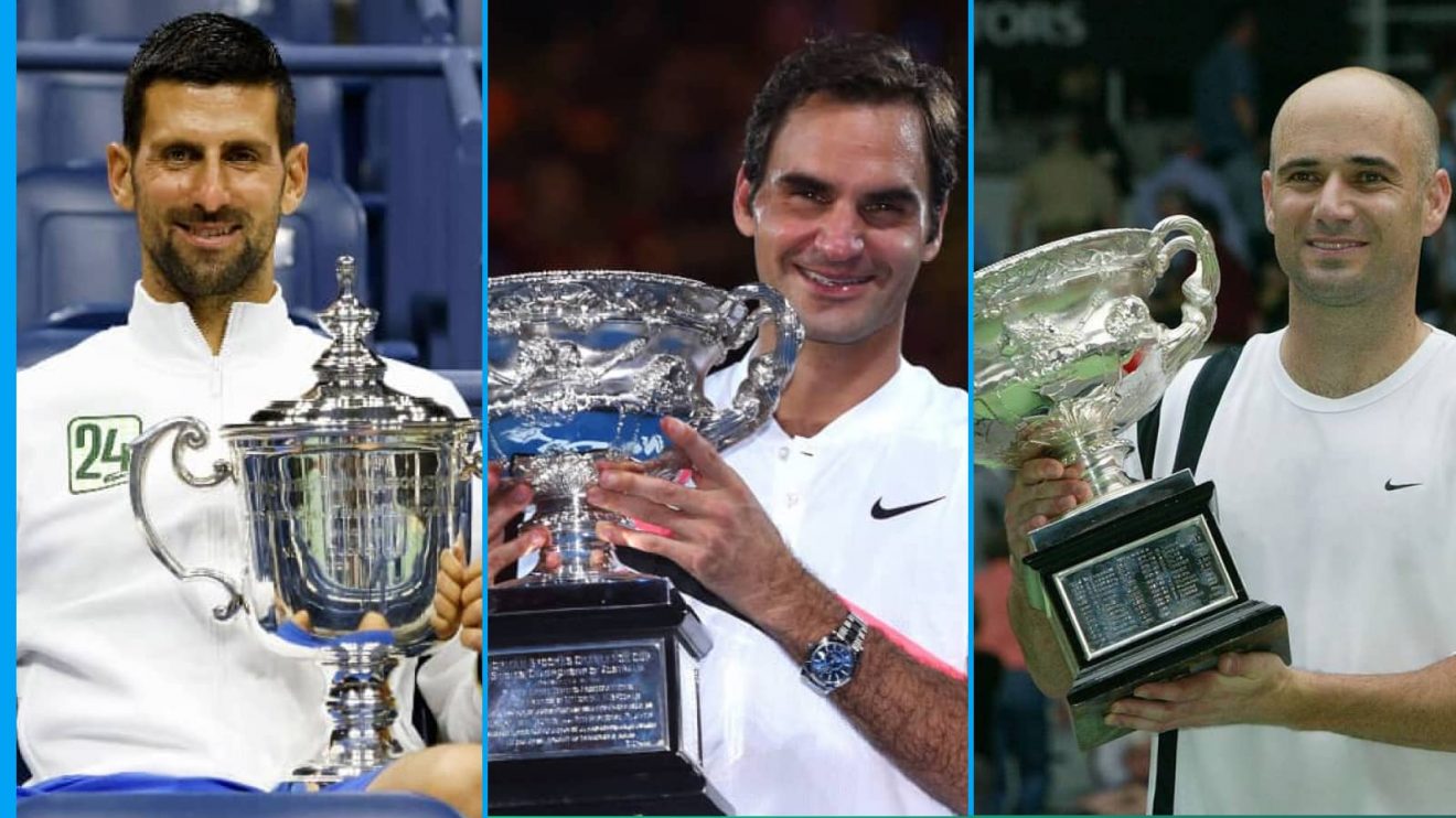 Novak Djokovic, Roger Federer and Andre Agassi