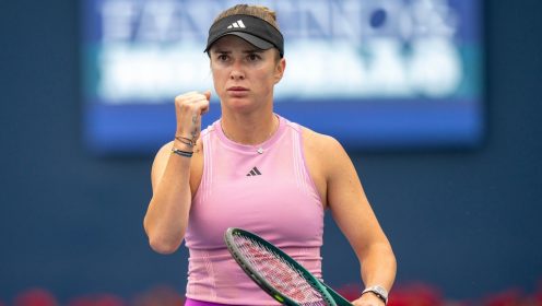 Pictured: Elina Svitolina fistpumps.