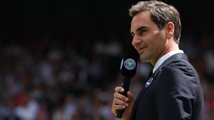 Roger Federer speaks at Wimbledon