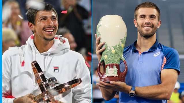 (L-R) Alexei Popyrin and Borna Coric are in the top five lowest-ranked Masters 1000 winners of all time