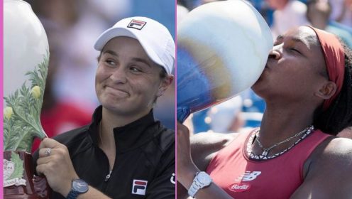 Pictured: Ashleigh Barty and Coco Gauff at the Cincinnati Open