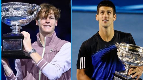 Jannik Sinner and Novak Djokovic at the Australian Open