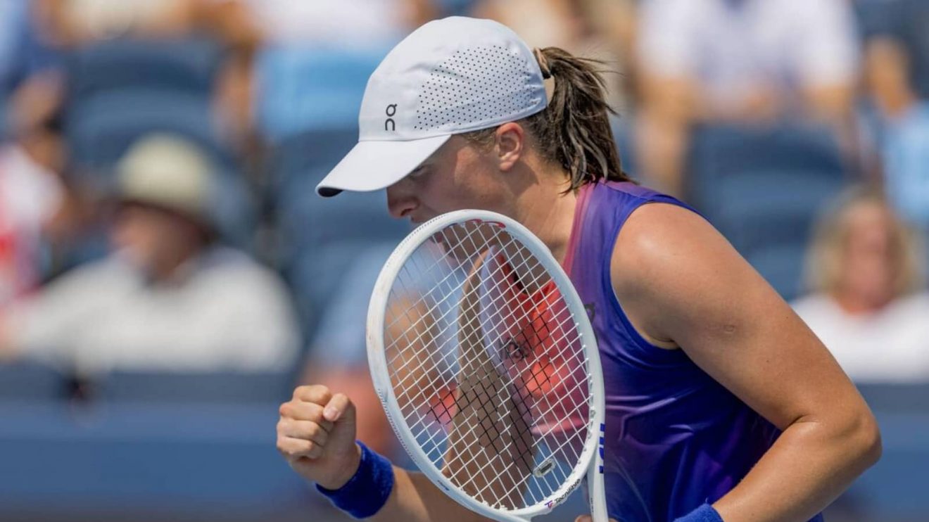 Iga Swiatek reacts at the 2024 Cincinnati Open