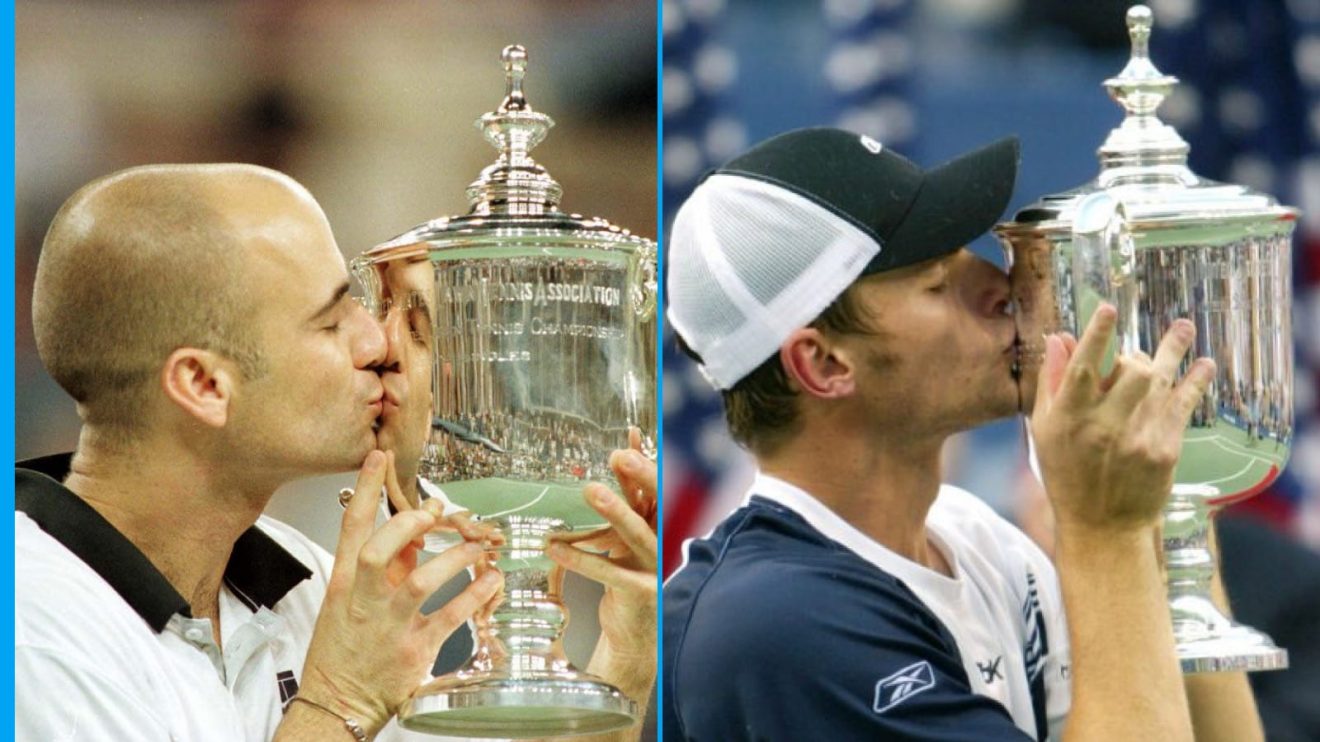 Andre Agassi and Andy Roddick lifting the US Open title in 1999 and 2003 respectively.