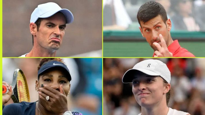 Andy Murray, Novak Djokovic, Serena Williams and Iga Swiatek