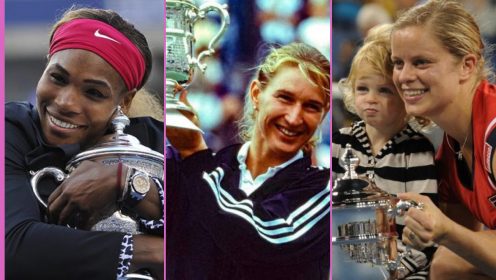 (L-R) Serena Williams, Steffi Graf, and Kim Clijsters at the US Open