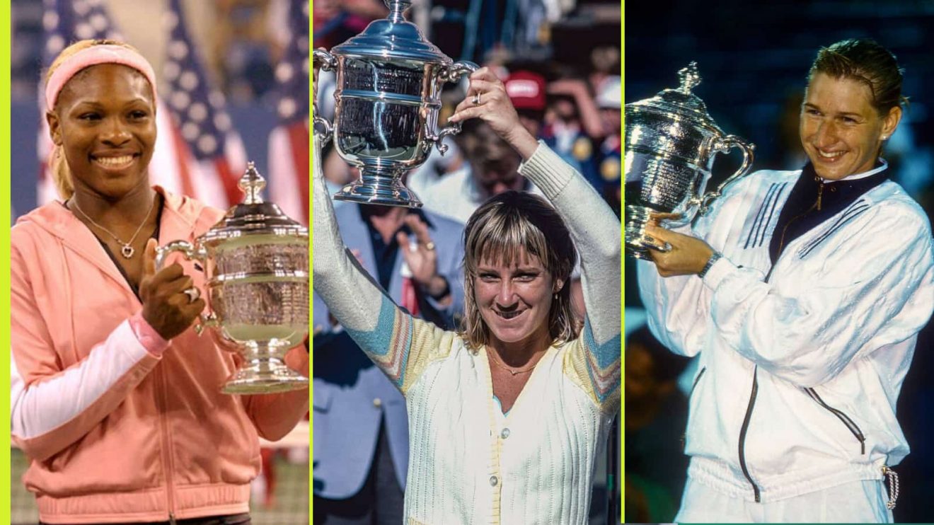 Serena Williams, Chris Evert and Steffi Graf at the US Open