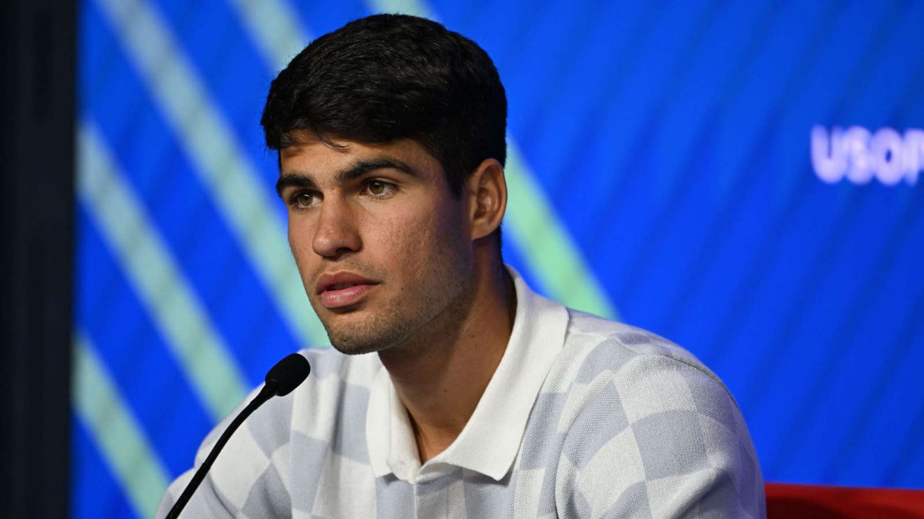 Carlos Alcaraz attends a tennis press conference