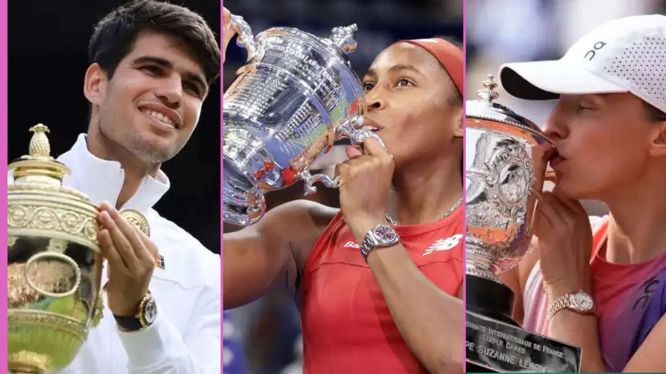From left to right: Carlos Alcaraz, Coco Gauff and Iga Swiatek