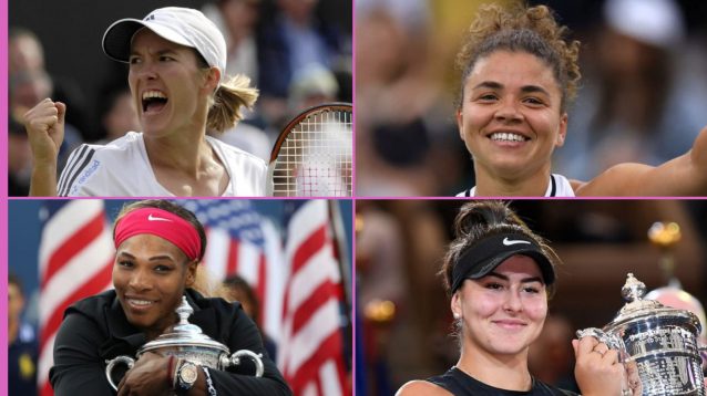Pictured: Justine Henin, Serena Williams, Jasmine Paolini, and Bianca Andreescu