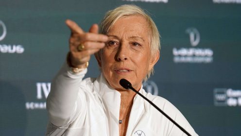 Martina Navratilova pointing