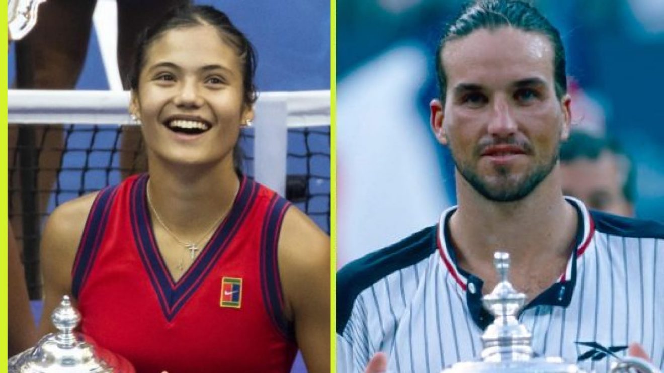 Pictured: Emma Raducanu and Pat Rafter at the US Open