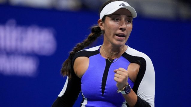 Jessica Pegula in action during her US Open Round 1 victory over Shelby Rogers