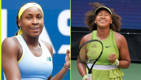 Coco Gauff and Naomi Osaka pictured in action at the 2024 US Open.
