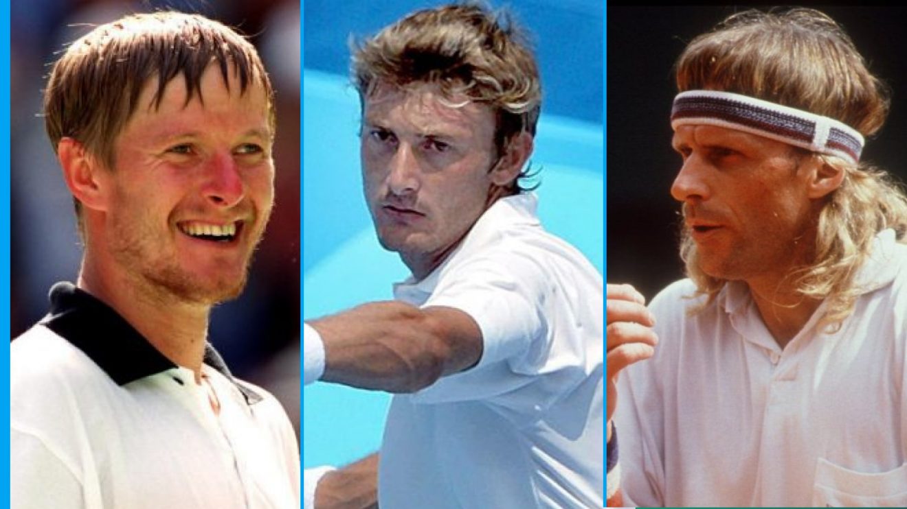 (L-R) Yevgeny Kafelnikov, Juan Carlos Ferrero, Bjorn Borg