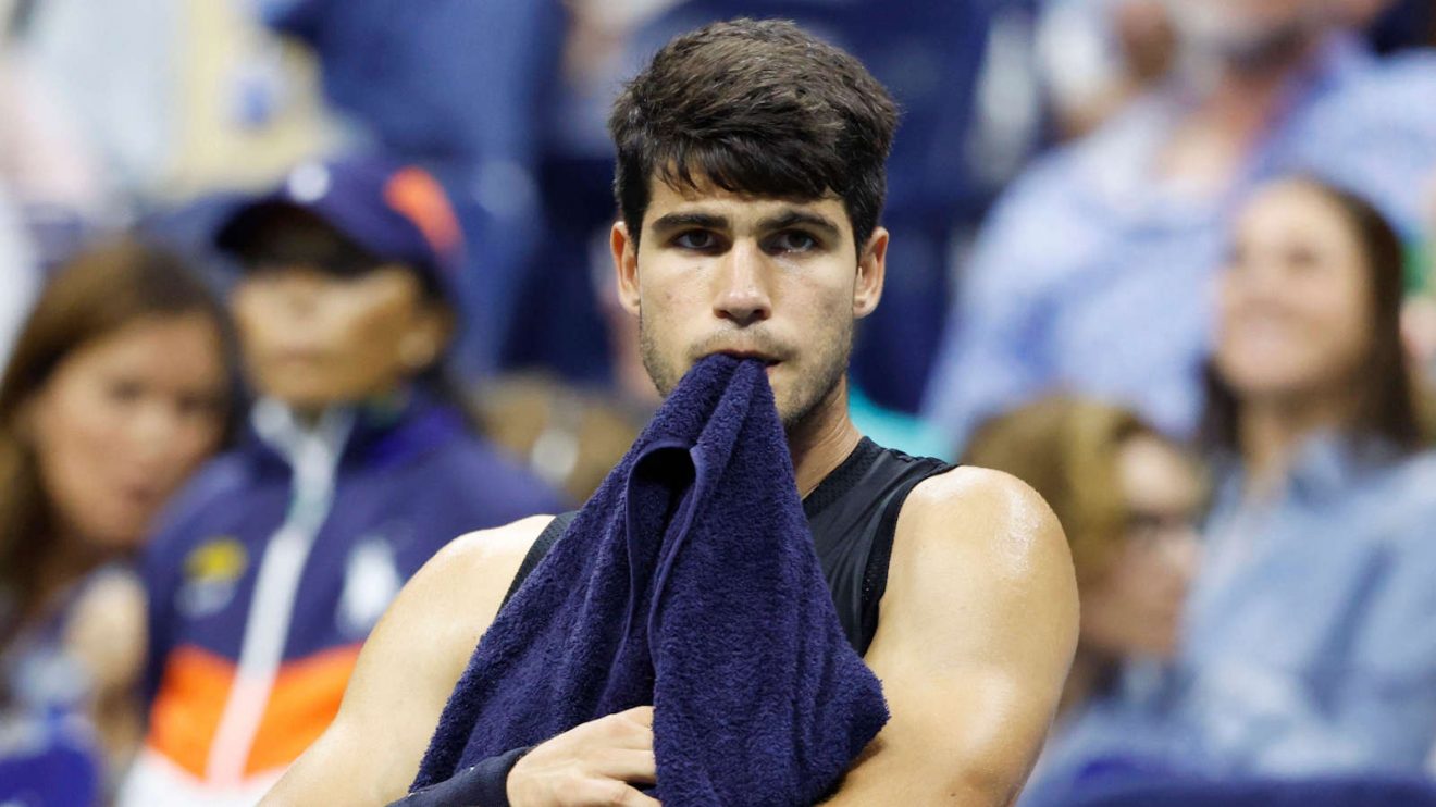 Carlos Alcaraz during his match