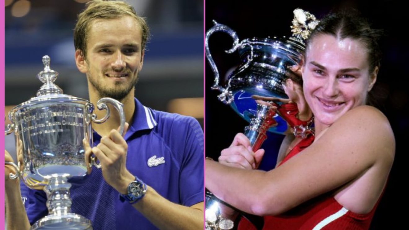 Pictured: Daniil Medvedev at the 2021 US Open, Aryna Sabalenka at the 2024 Australian Open.