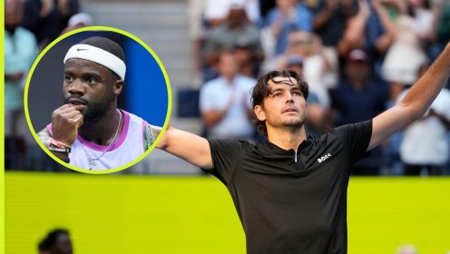 Taylor Fritz celebrates after his 2024 US Open semi-final victory
