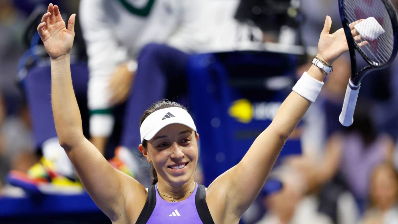 Jessica Pegula celebrates reaching the US Open final