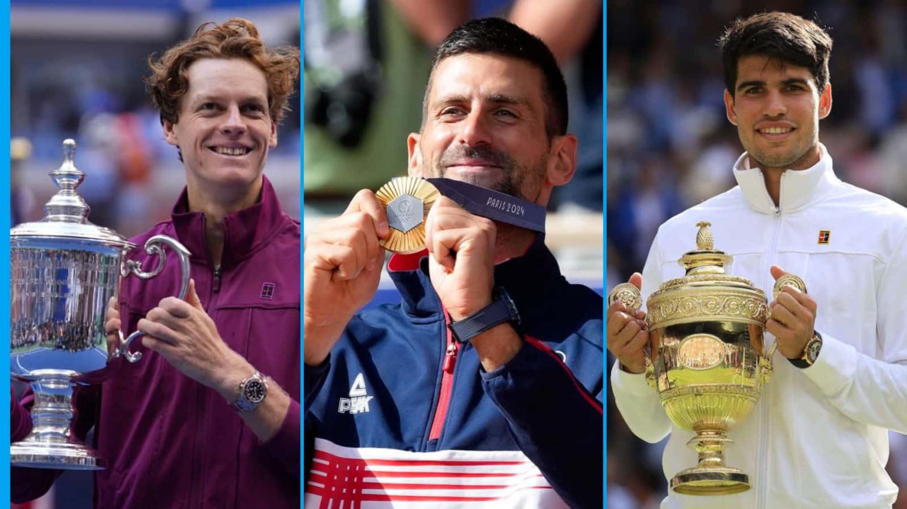 Jannik Sinner, Novak Djokovic and Carlos Alcaraz