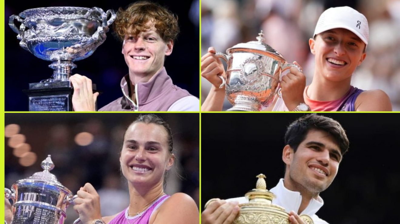 Pictured: Jannik Sinner, Aryna Sabalenka, Iga Swiatek, Carlos Alcaraz
