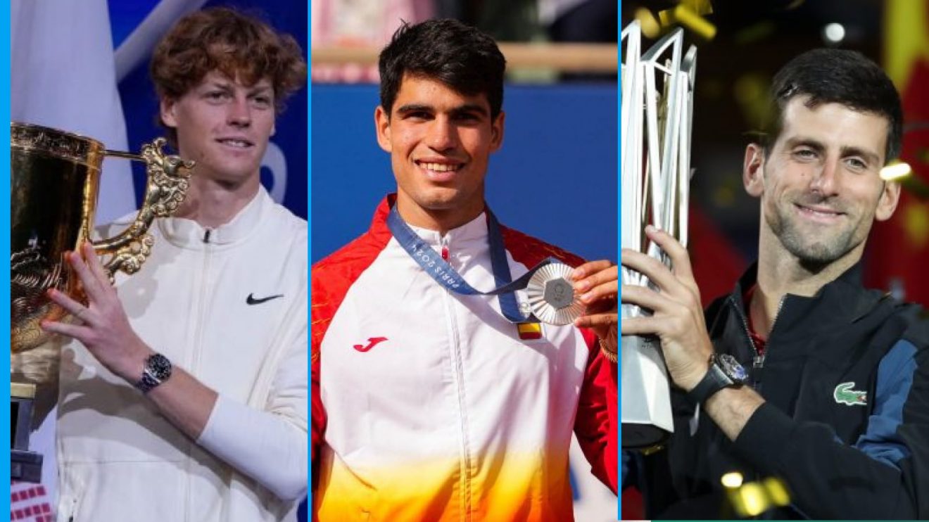 Pictured: Jannik Sinner, Carlos Alcaraz, Novak Djokovic