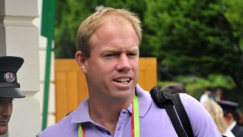Mark Petchey arrives at Wimbledon