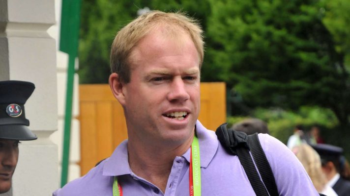 Mark Petchey arrives at Wimbledon