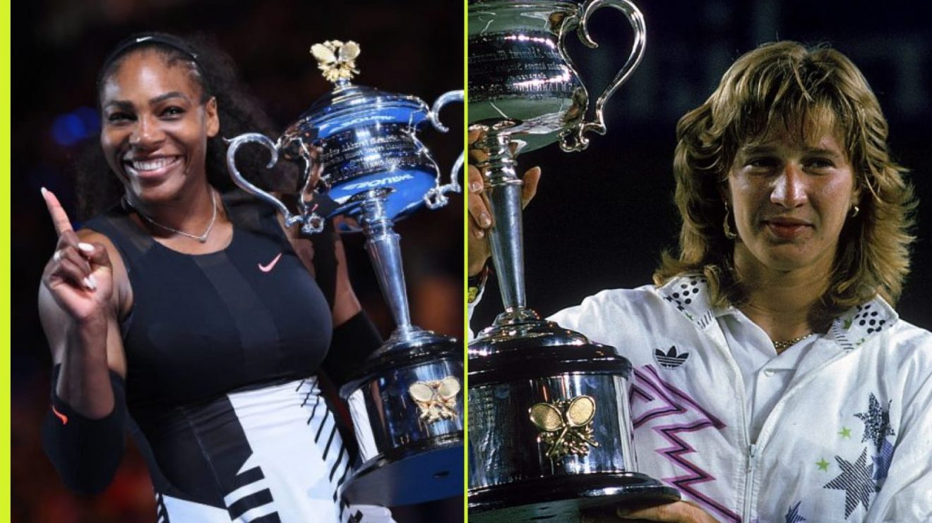 Pictured: Serena Williams at the 2017 Australian Open, Steffi Graf at the 1988 Australian Open