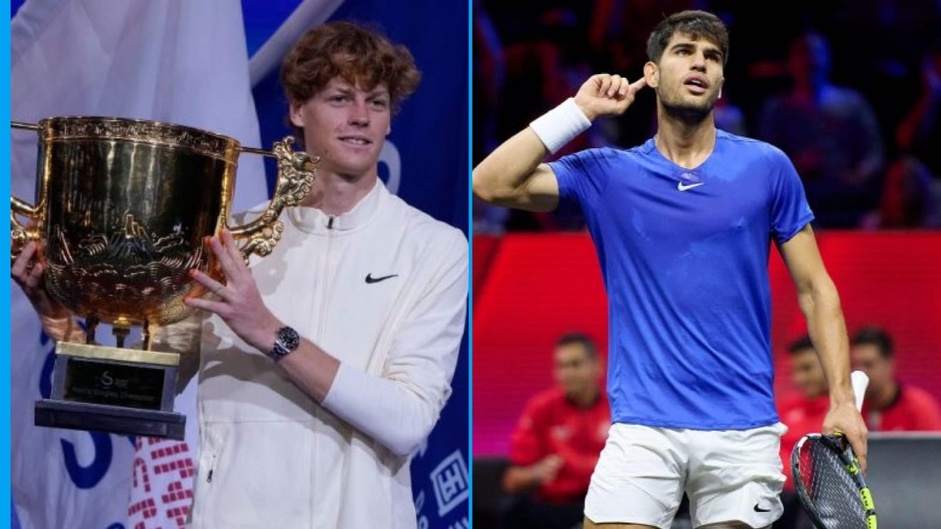 Pictured: Jannik Sinner and Carlos Alcaraz